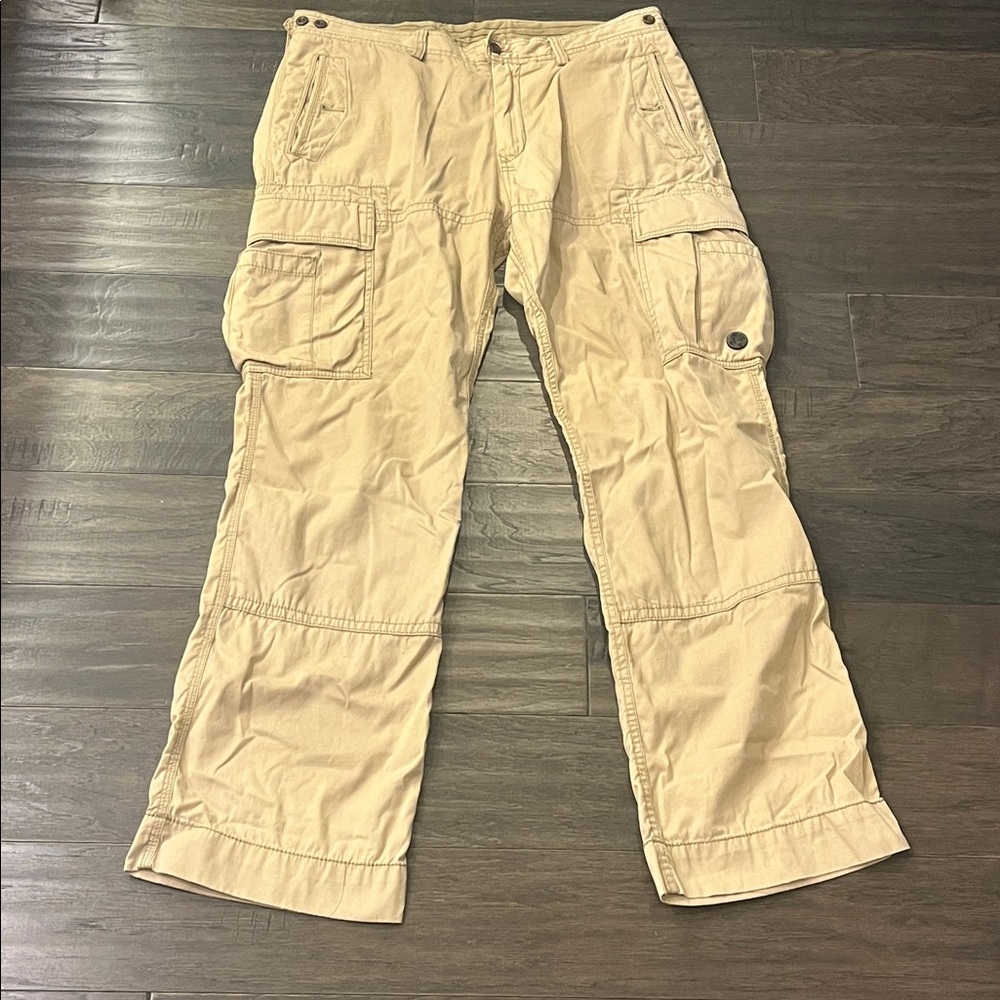 Polo Ralph Lauren Combat Cargo 76105 Pants tan Vintage Mens Size 35x32
